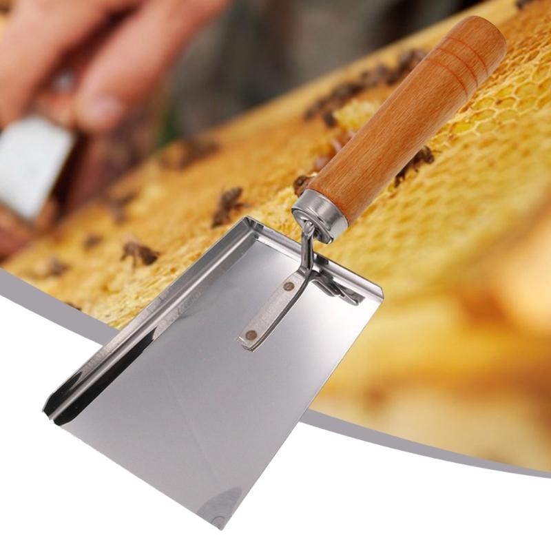 Stainless Steel Shovel with Wood Handle for Beekeepers Hives Cleaner Beekeeping Equipment Bees Farming Accessories