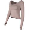 Yoga clothes new long-sleeved nude high elastic sports t-shirt women's one-piece fixed cup high-end fitness clothes spring and summer