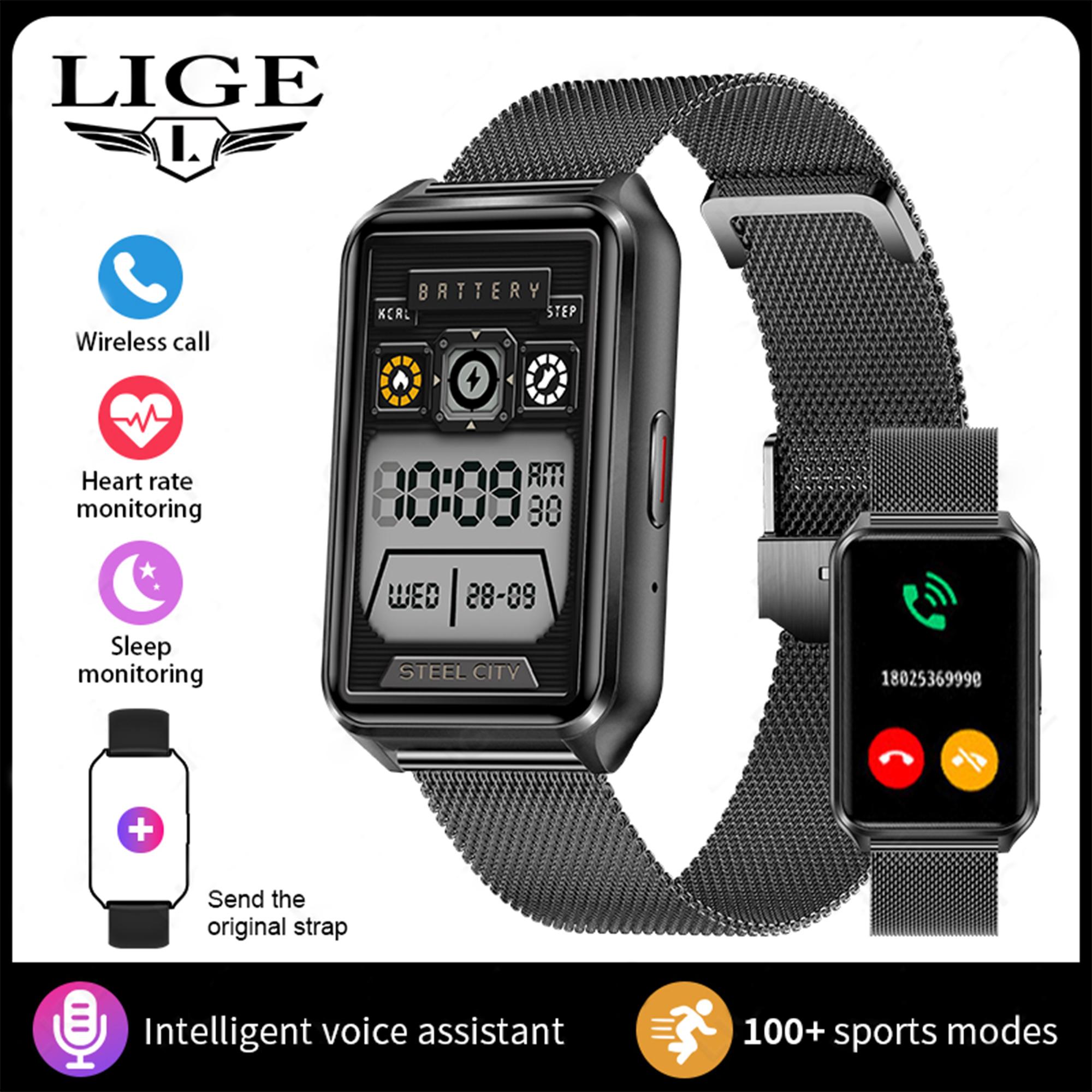 

LIGE Новинка 2024 года, 1,57-дюймовый Bluetooth-вызов, Смарт-часы, мужские фитнес-трекер, спортивный браслет с пульсометром, модные женские умные часы mesh belt чёрный