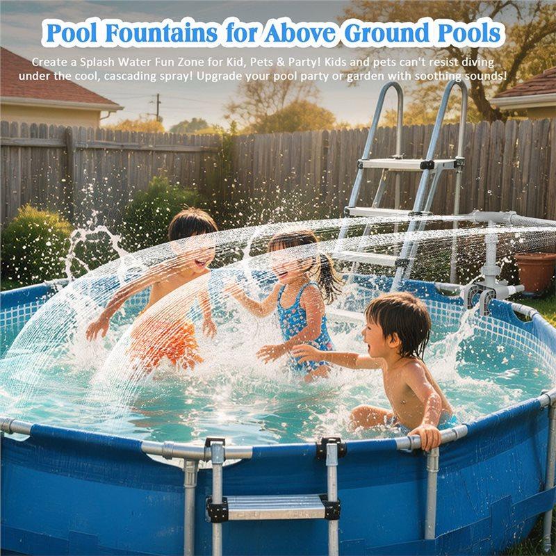 Fits Top Rails From 1.18" To 4.72", 360° Adjustable Dual Waterfall Fountain For Above Ground Pools, Pool Sprinkle