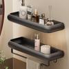 Punch-Free Gunmetal Bathroom Shelf: Wall-Mounted Storage for Vanity & Toilet