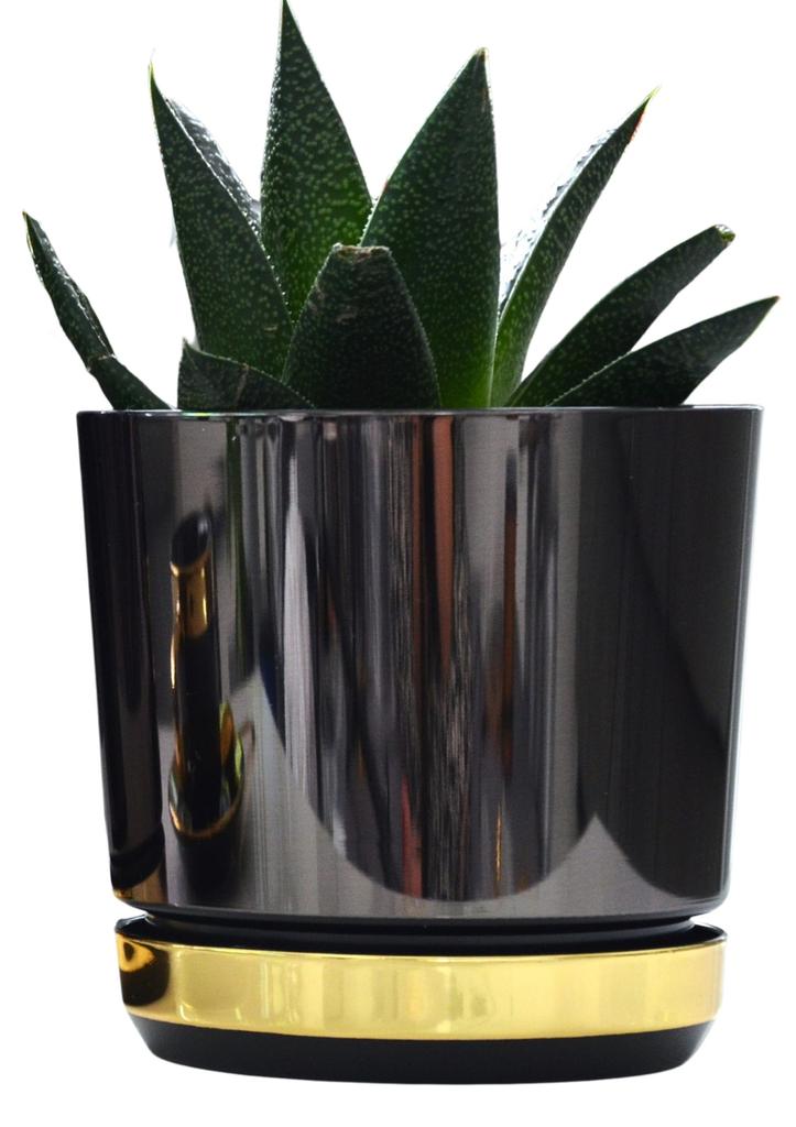 Schwarz-Goldenes Pflanzgefäß Duo M. 18 cm Duo Schwarz-Gold