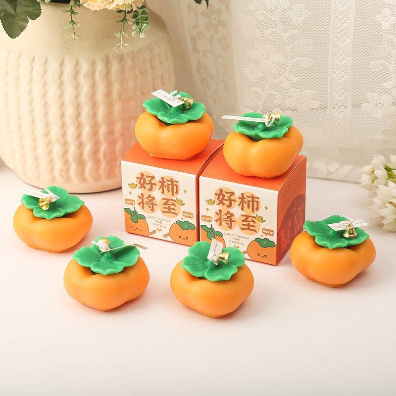 1PC Persimmon scented candle as a souvenir, indoor display item, smokeless solid scented wax, Christmas