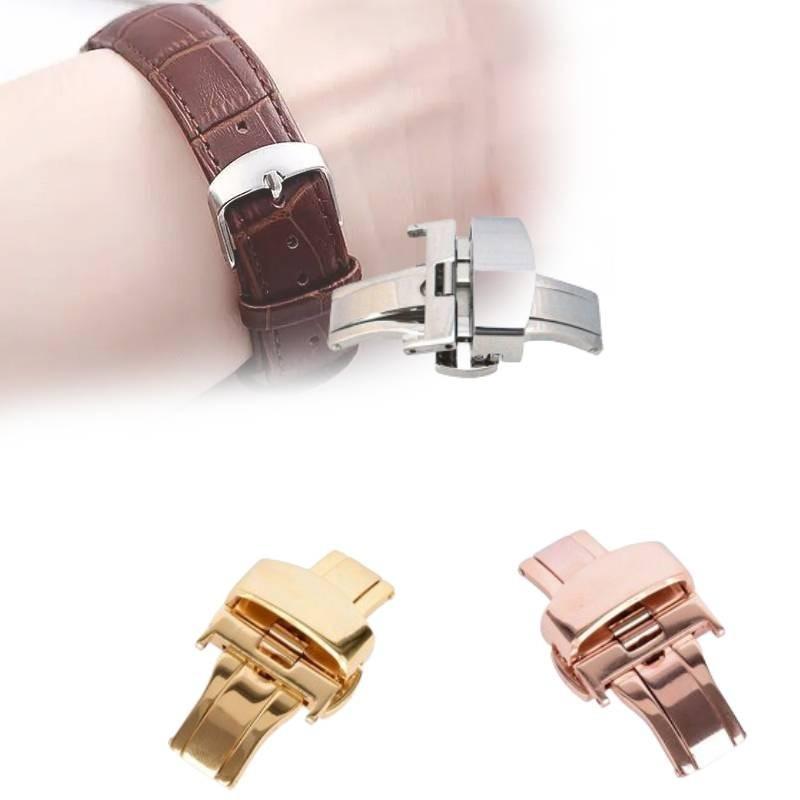 Premium Gold Edelstahl Uhrenschließe Schmetterlingsschließe Hochglanzpoliertes Finish