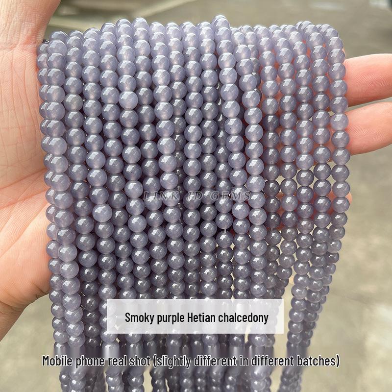 Jingde Jewelry 5A Natural Blue Chalcedony Round Beads: Icy Transparent Blue Agate for Handmade DIY Accessories