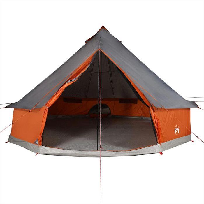Tente familiale tipi 6 personnes gris et orange imperméable