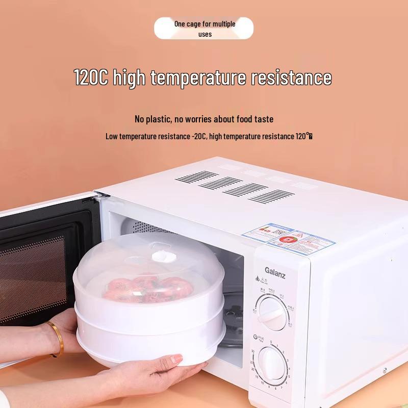 Microwave Steamer Bowl: Plastic Utensil for Heating and Cooking Buns with Steaming Pot, Rack, and Box.