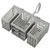 Cutlery Basket Fits Dishwashers with 6 Compartments Detachable Round Handle and Cover Design for Secure Loading