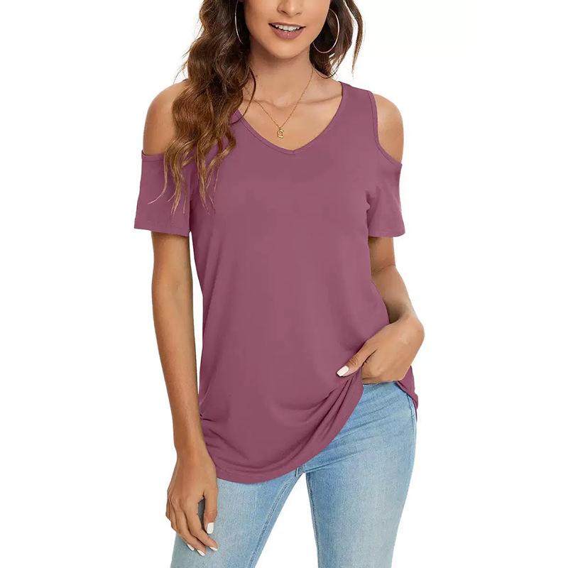Women's Casual Strapless Loose Solid Colour T-shirt