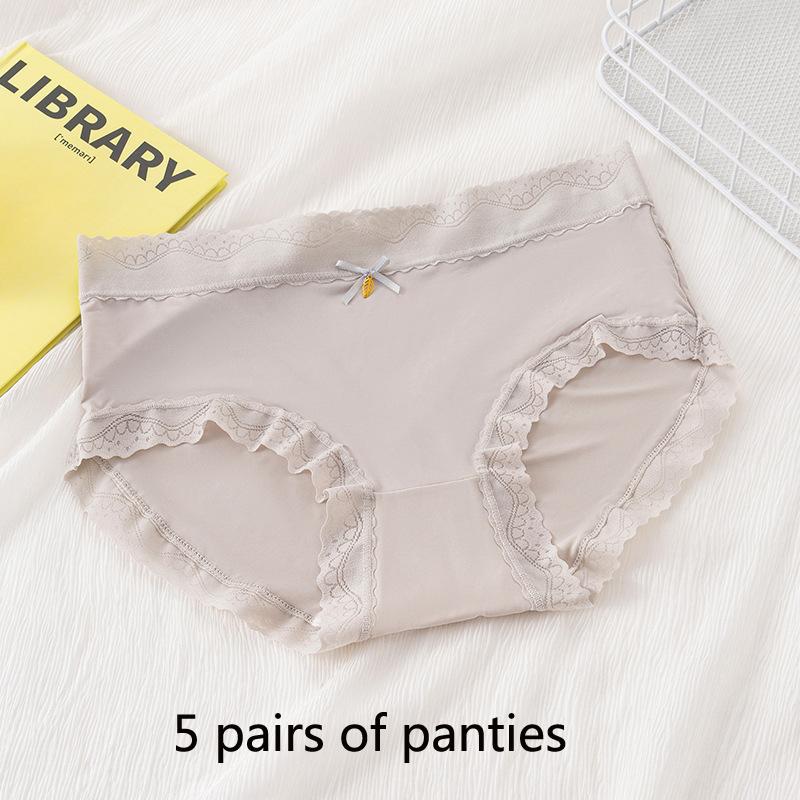 Summer Gentle Non-marking Ladies Panties Ice Silk Mid-waist Mid-calf Cream Summer Nude Teenage Panties Bikinis Brazilianas Hipsters Sleeps Retros