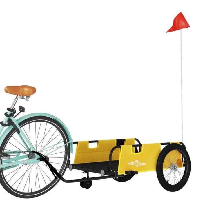 VidaXL Remorque de vélo jaune et noir tissu oxford et fer 94197