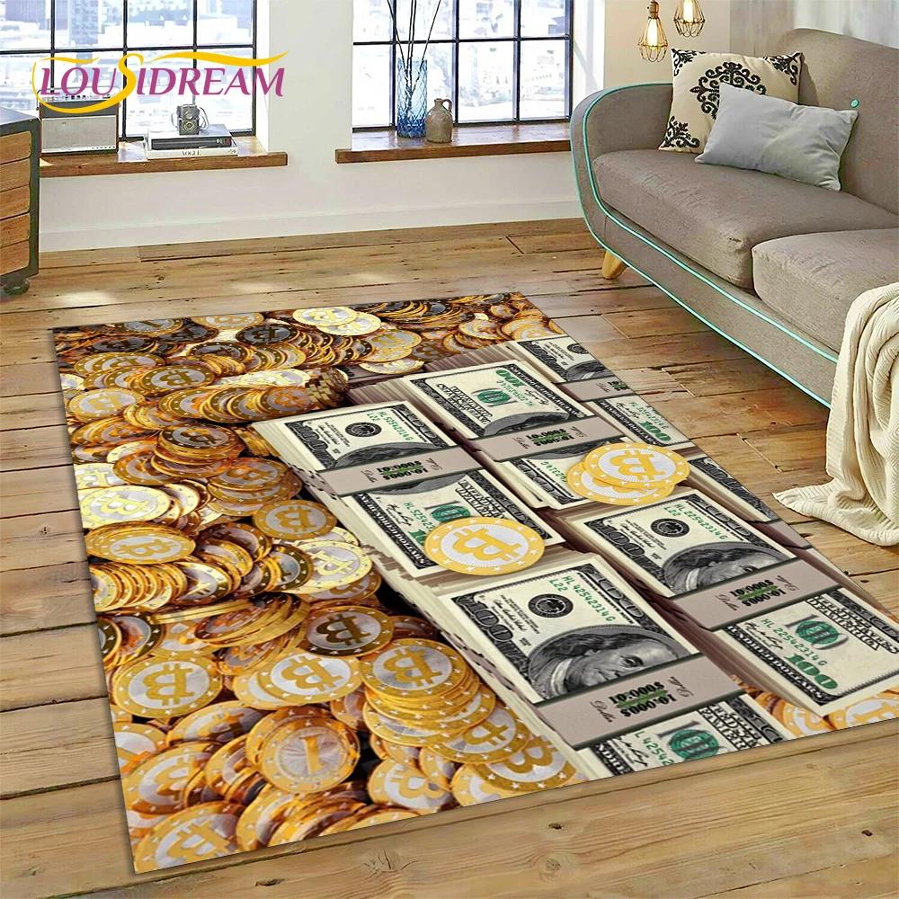 Rich Dollar Euro Pound Money 3D Cartoon Carpet Rug for Home Living Room Bedroom Sofa Doormat Decor,kids Play Non-slip Floor Mat