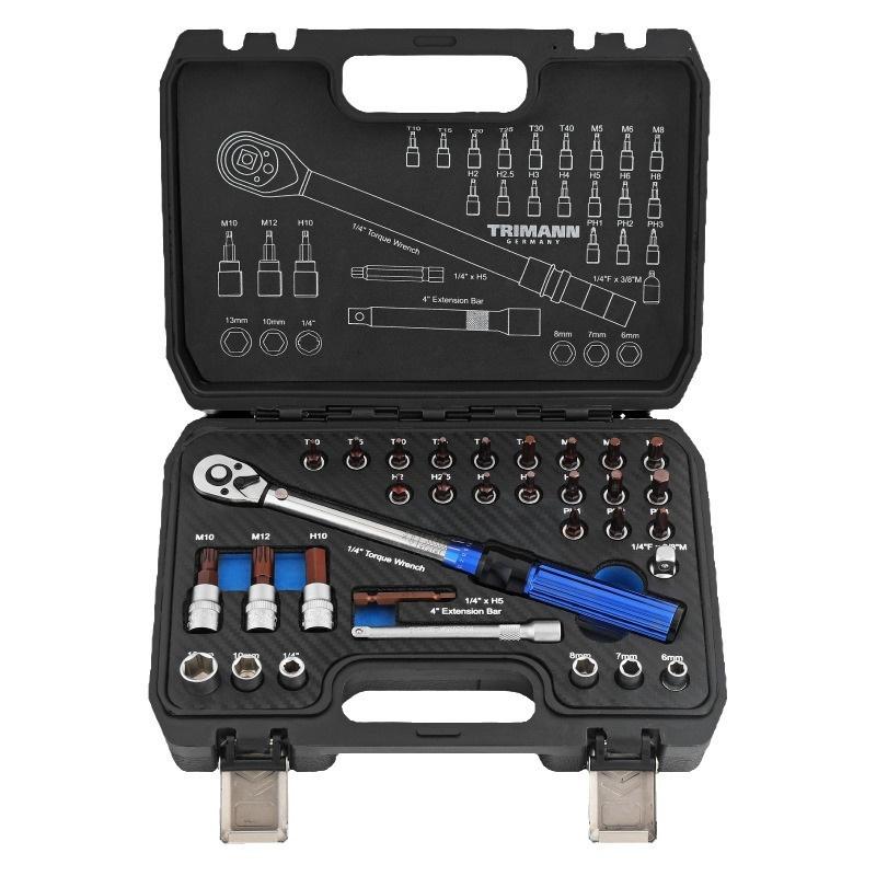 15/32PCS Torque Wrench Set 1/4" Drive Ratchet Socket Kit 2-24N.m Chrome Vanadium Steel Bicycle Repair Tool for Mountain Bike Maintenance