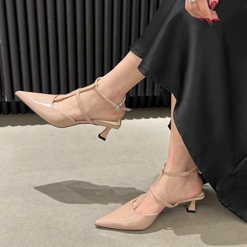 Sandals and Slippers for Women,New Pointed T-shaped Top with Thin Heels for Women