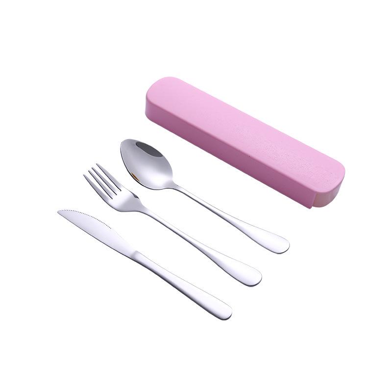 Portable Stainless Steel Cutlery Set: Spoons, Chopsticks, Knife, Fork - Three-Piece Set
