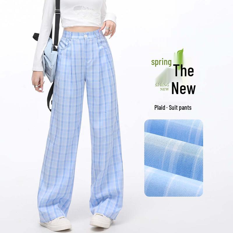 

Women s Plaid Pleated Wide-Leg Suit Trousers 2XL