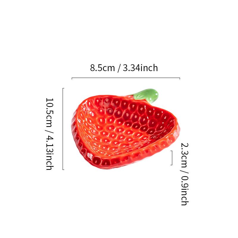 Nordic Creative Ceramic Tableware: Strawberry Design - Dinner, Soup, Steak, Dessert Plates & Two-Tier Serving Platter.
