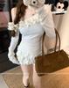 2025 Pure Desire One-Shoulder Patchwork Long-Sleeve Slim-Fit Women's Top - Autumn/Winter Style