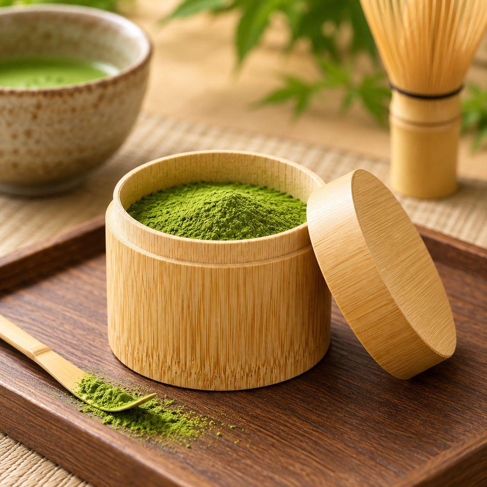 Bamboo Storage Jar Matcha Powder Jar Natural Bamboo Powder Container For Coffee Powder