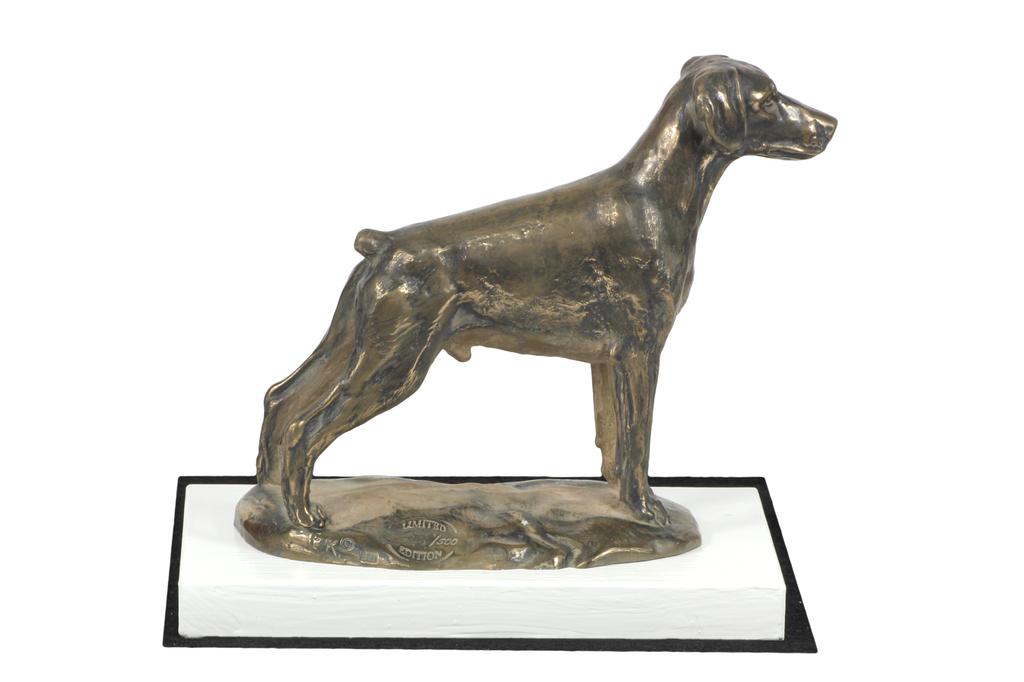 Dobermann, Doberman Pinscher, Dobie II - dog figurine, figure on a white base, trophy for Art-Dog dog show exhibition