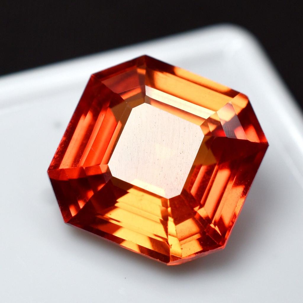 Natural Orange Sapphire Loose Gemstone Ceylon Square Cut 8.51 ct Real September Birthday Birthstone