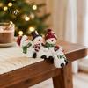 Resin Holiday Tabletop Figurines Christmas Table Edge Sitter Figurine, Tug of War Hanging Character Decor, Snowman Solid Ornaments Gnome Santa Corner