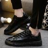 Men Light Leather Flat Sneakers Fashion Silver Men's Shoes Punk Casual Mirror Shoes Streetwear Sneakers Men Rock Hip Hop Shoes