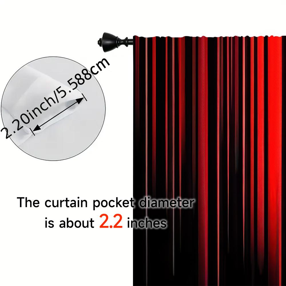 2 Stück   Frühling Sommer Vorhänge Rot schwarz Farbverlauf Streifen Kunst Digitaldruck Gardinen Langlebig 100% Polyestergewebe Alle Jahreszeiten Ideal