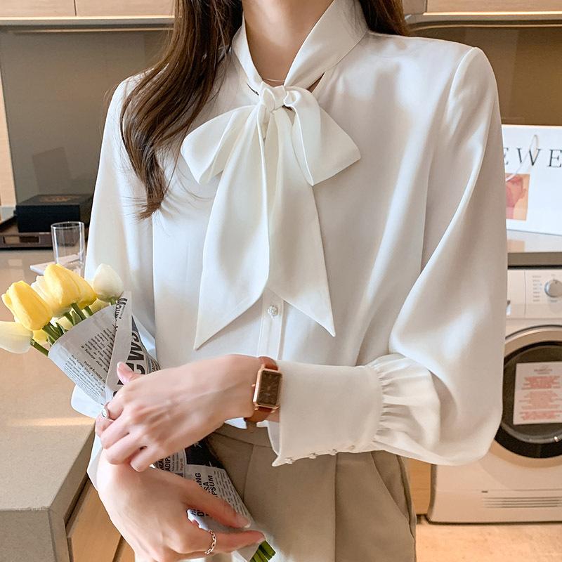 Arrival Shirt Womens Blouse Vintage Work Casual Tops Chiffon Blouse Bow Elegant Loose Women Business Shirts