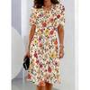 Floral Print Short Sleeve Midi Dress | Women Summer Casual Round Neck A Line Shift Dress With Pockets Plus Size Fashion Dress