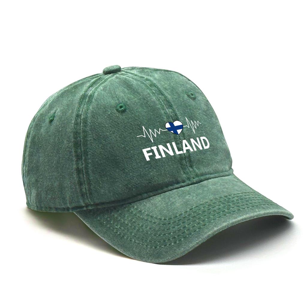 Heart-shaped Finland Flag Snapback Baseball Cap Distressed Strap Adjustable Baseball Caps Perfect For Men And Women