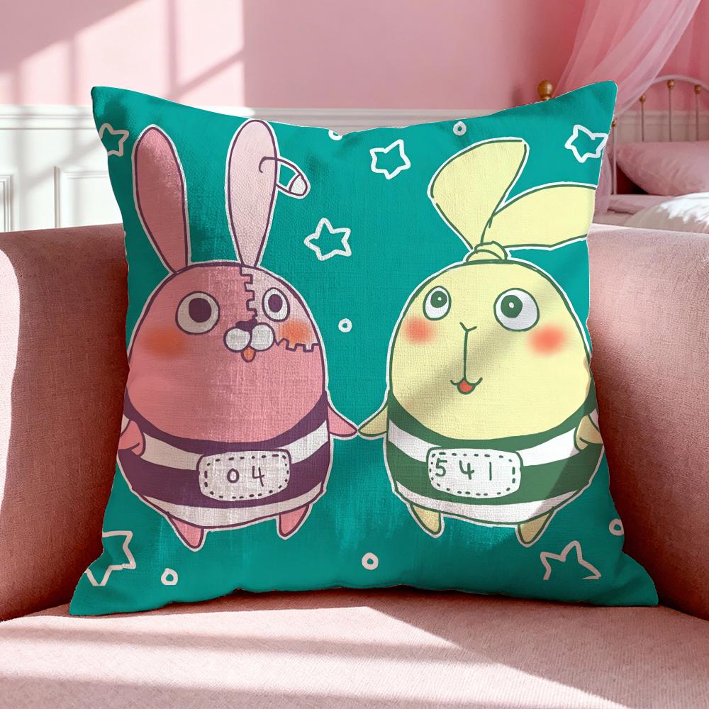 Cartoon U-Usavich Cushion Cover Breathable Linen Pillowcase Summer Odorless Eco-Friendly Invisible Zipper Washable