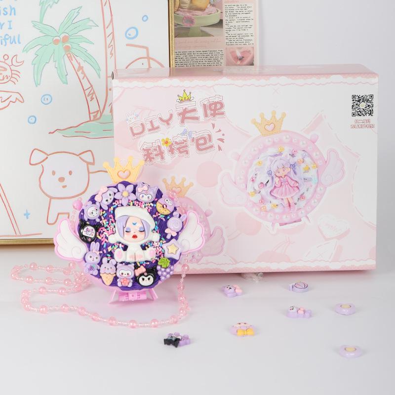 Kids' Handmade Cream PVC Crossbody Bag with Mirror Accessory