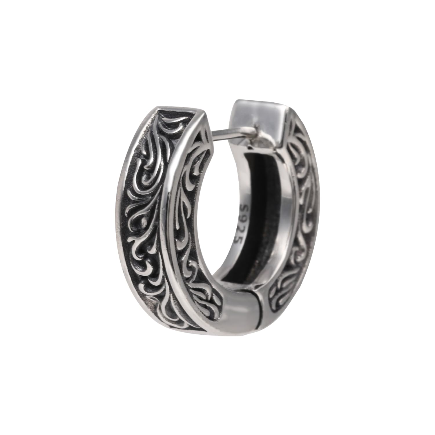 

Sterling Silver 925 Single Tribal Arabesque Design Men s Earrings, Ear,