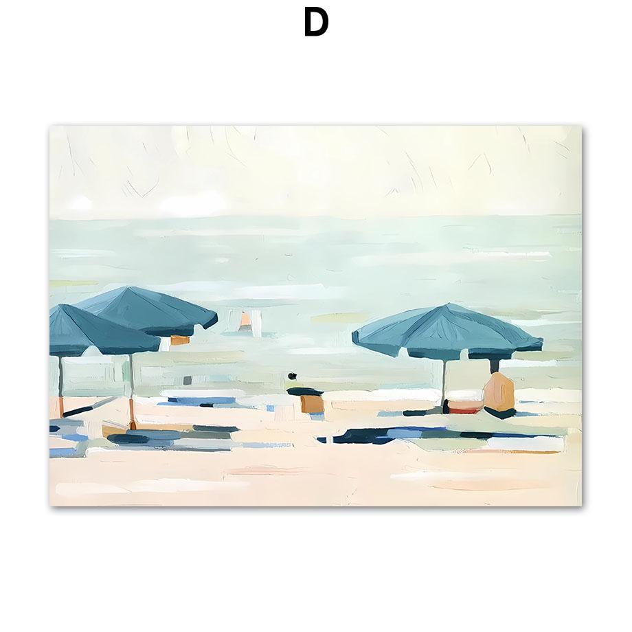 Boho Abstract Girl Sea Beach Leaf Illustration Wall Art Canvas Painting Nordic Poster And Prints Pictures For Living Room Decor