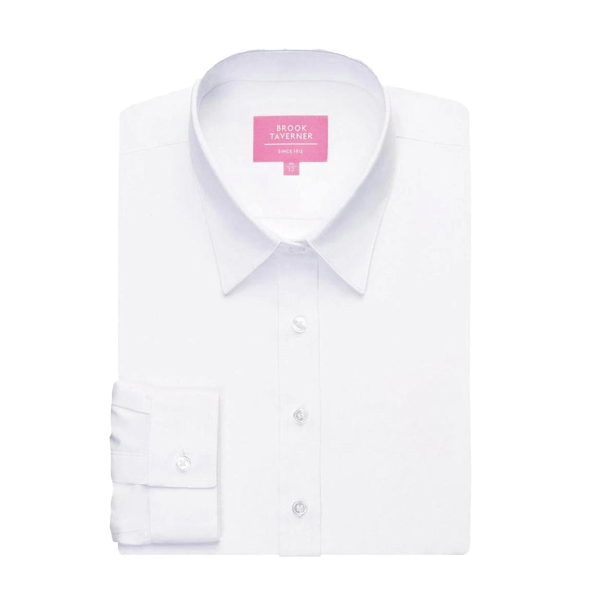 Brook Taverner Dames Silvi Getailleerde Blouse met Lange Mouwen 10 UK wit
