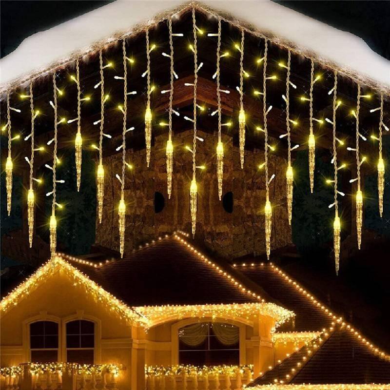 Decorative Outdoor Waterproof Christmas Led Icicle String Lights Warm White