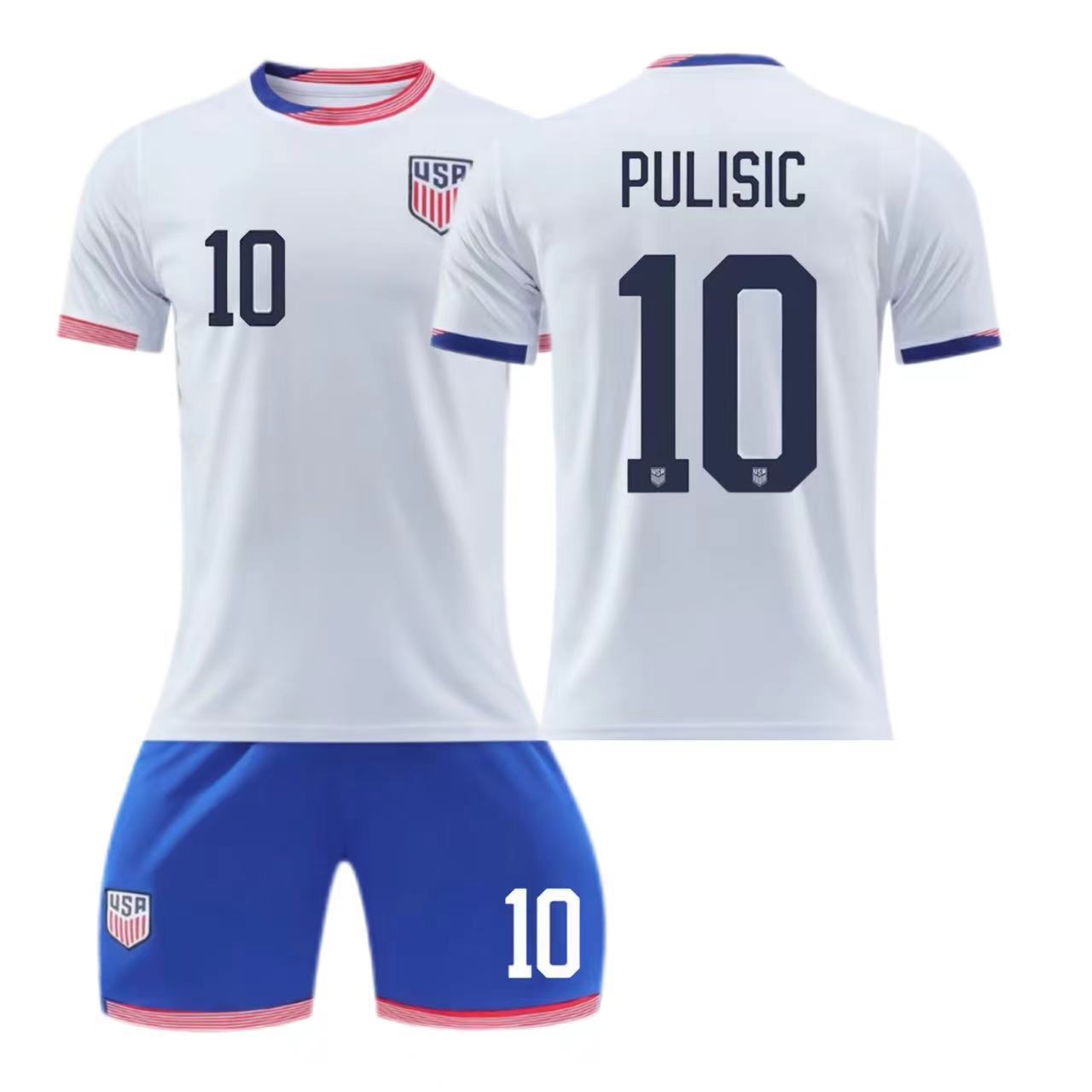 Football training jersey 24-25 US home jersey No. 10 Pulisic children s adult suit Football jersey None 16