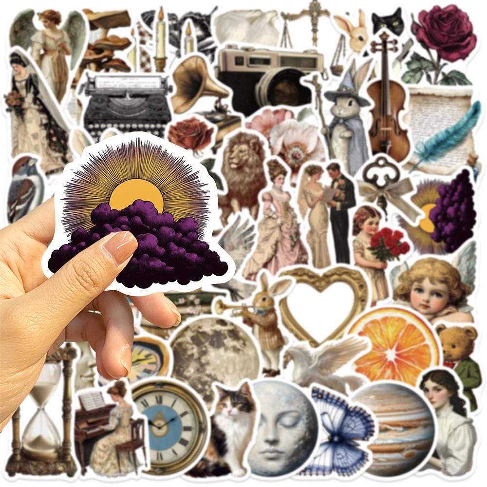 10/30/50PCS Vintage Cartoon Aesthetic Stickers Waterproof Decorative Stationery Phone Case Retro Decoration Decals Toys Toys