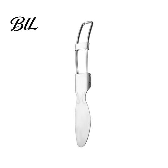 Corrosion Resistant Utensils Stainless Steel Folding Spoon Fork Cutter Straw Brush Foldable Flatware Outdoor Camping Picnic Hiking Collapsible Cutlery