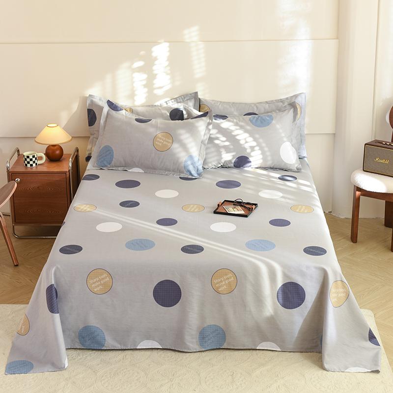Geometric Grid Pattern Bed Sheet Set 3Pcs 100% Cotton Queen Size Bedding Set Skin-friendly Soft Bed Sheets with Pillowcases
