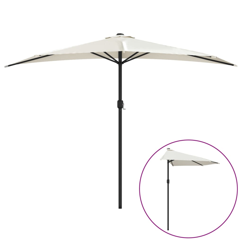 Balcony Sun Umbrella with Aluminum Pole Sand Colored 300 x 155 cm Semi Circular
