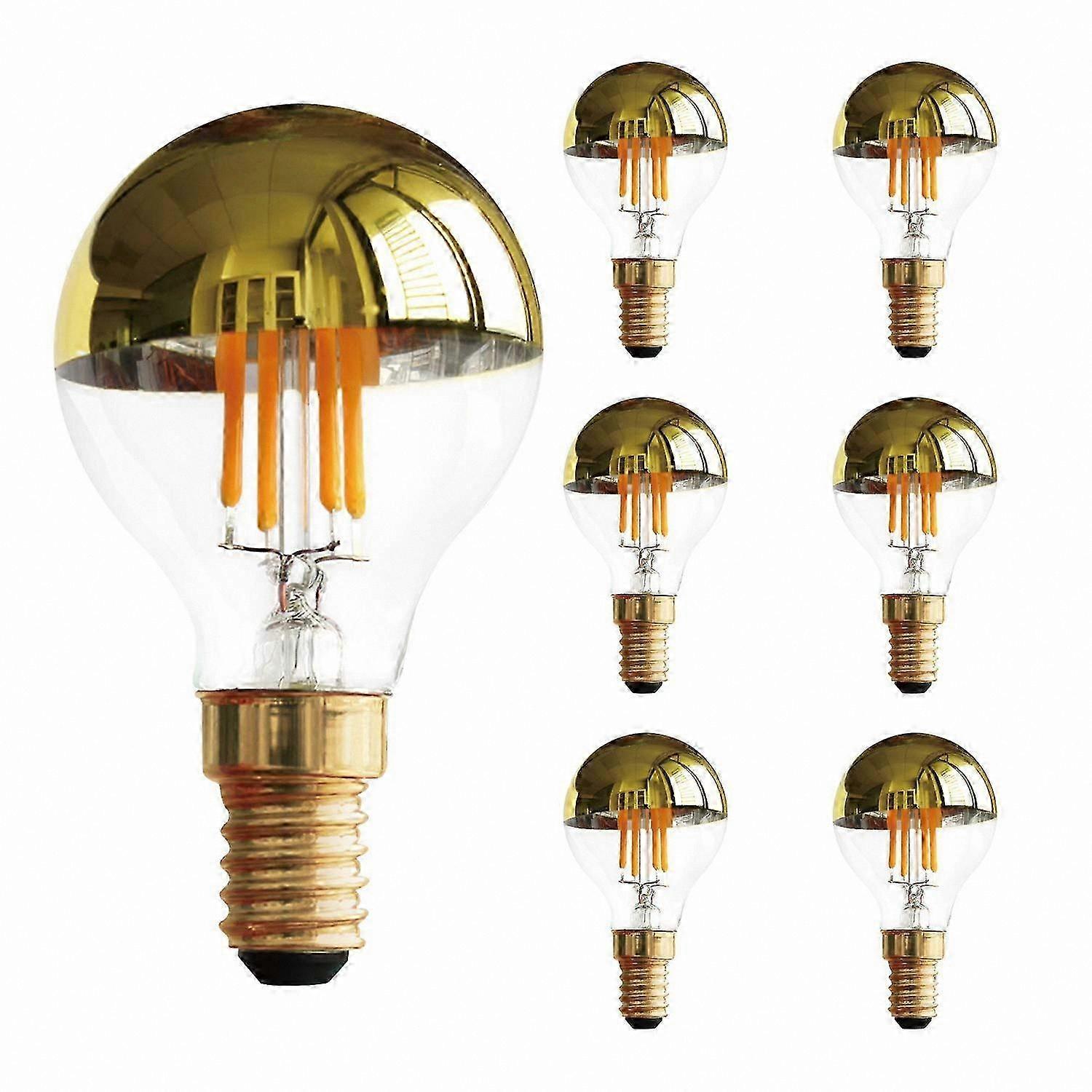 Vintage G45 4W LED-Filamentbirne, Halber Goldspiegel, Warmweiß 2700K, E14 Sockel, Dimmbar, 6er-Pack