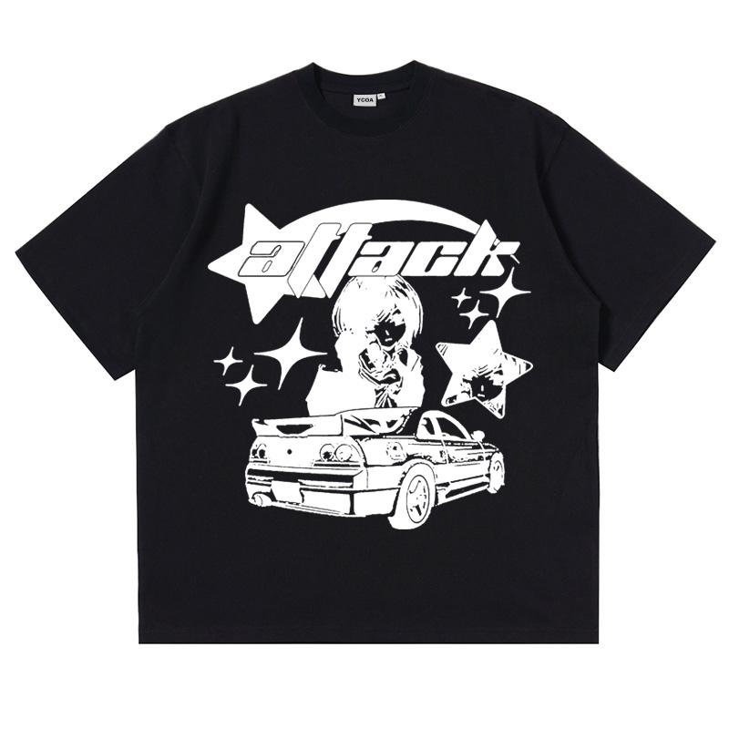 Oversized TShirt Unisex Y2k Tops Cotton Print Car Summer Harajuku Streetwear Graphic Short Sleeve Tee Vintage Aesthetic Clothing