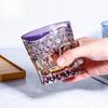 Japanese Edo Kiriko Crystal Glass Hand Carved Whiskey Cup Purple Fluorite Dawn Light Luxury
