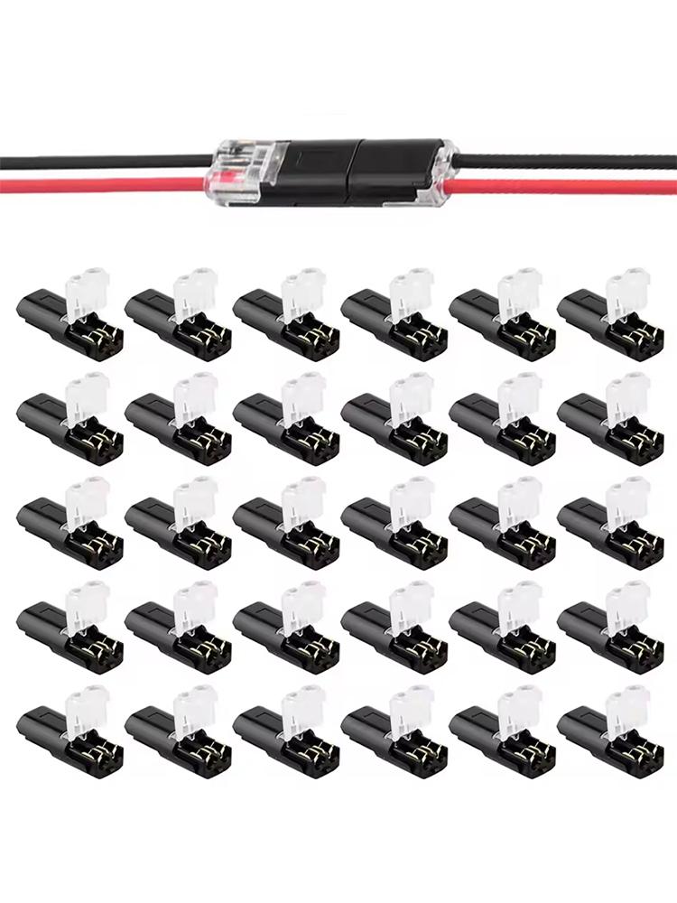 20 Pcs Double-Wire Plug-in Connector with Locking Buckle-Pluggable LED Wire Connectors 2 Pin 2 Way Electrical Wire Connector
