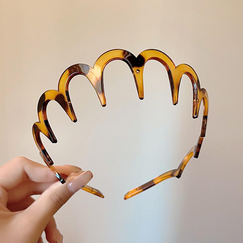 

Coffee plush leopard print bow headband European and American high cranial top hairpin headband retro hair accessories women