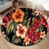 Retro Flowers Round Area Rug,Carpet Rug for Living Room Bedroom Sofa Playroom Decor,Non-slip Floor Mat