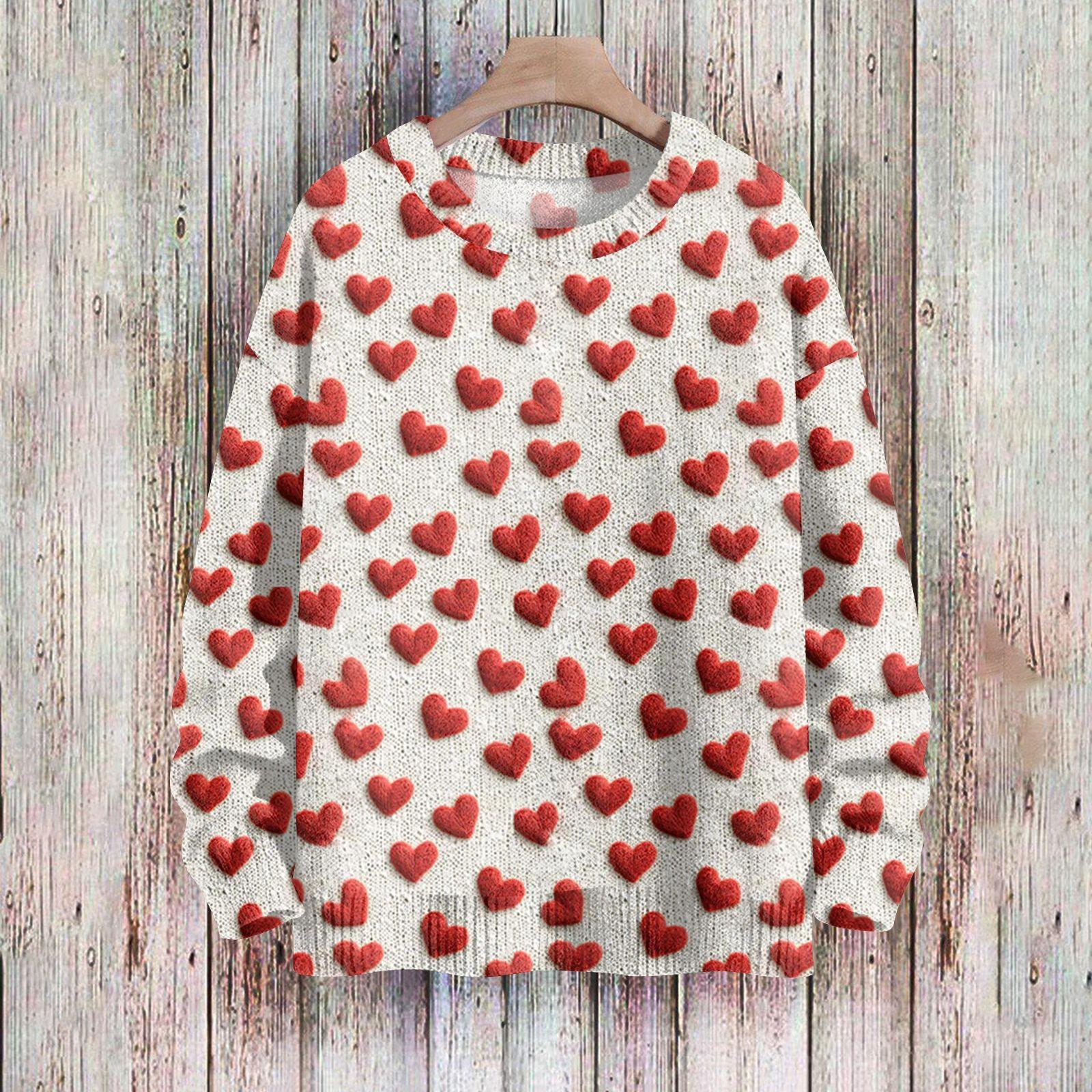 

Happy Valentine s Day Sweatshirts For Women Knit Sweater Cute Shirt Fall Crewneck Pullover Tops L хакі