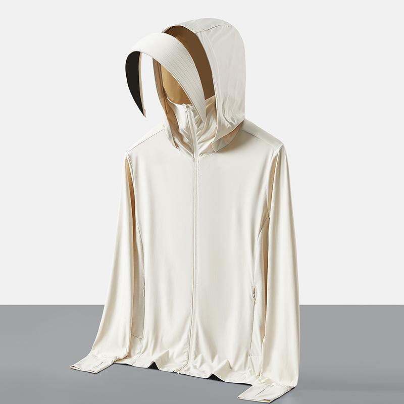 Original yarn ice silk sunscreen clothing for women upf10 + removable brim cool jacket UV protection cycling sunscreen clothing for men